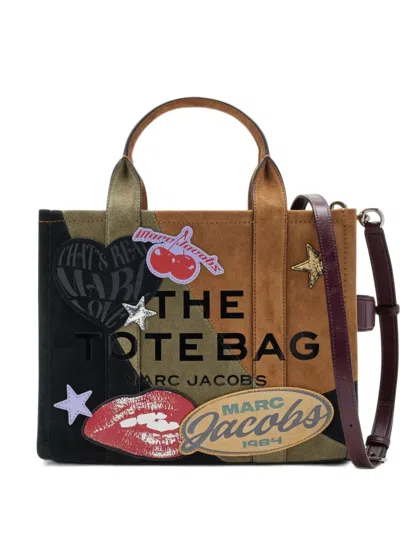 Marc Jacobs The Tote Bag Patch-embellished Suede Tote Bag In Brown