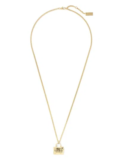Marc Jacobs The Tote Bag Pendant Necklace In Light Antique Gold