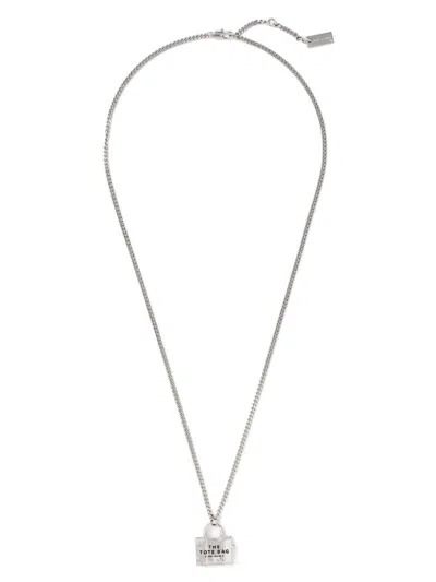Marc Jacobs The Tote Bag Pendant Necklace In Silver