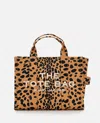 Marc Jacobs 'the Mediumtote Bag' Brown Handbag With All-over Leopard Print And Embroidered Logo In Multicolor