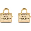 Marc Jacobs The Tote Bag Stud Earrings In Light Antique Gold