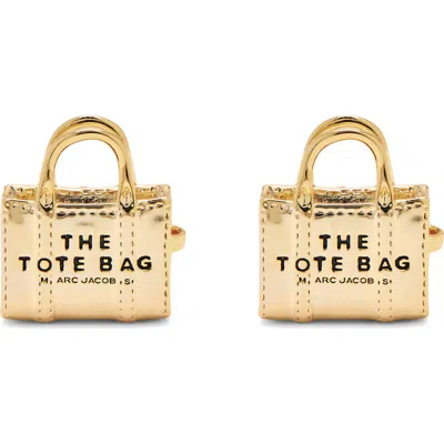 Marc Jacobs The Tote Bag Stud Earrings In Light Antique Gold