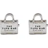 Marc Jacobs The Tote Bag Stud Earrings In Light Antique Silver