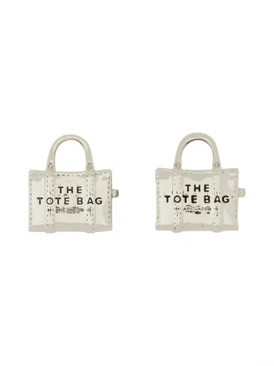 Marc Jacobs "the Tote Bag Stud" Earrings In Silver