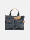 Marc Jacobs The Denim Suede Medium Cargo Tote Bag Dark Wash Indigo In Blue
