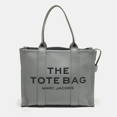 Pre-owned Marc Jacobs The Tote Large Grey Leather Bag In Gray