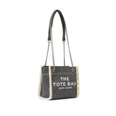 Marc Jacobs Sac Cabas The Denim Chain Micro Tote Bag In Black