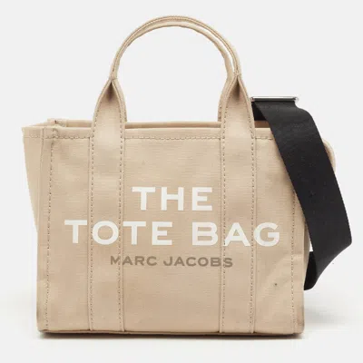 Pre-owned Marc Jacobs The Tote Small Beige Canvas Bag In Sand