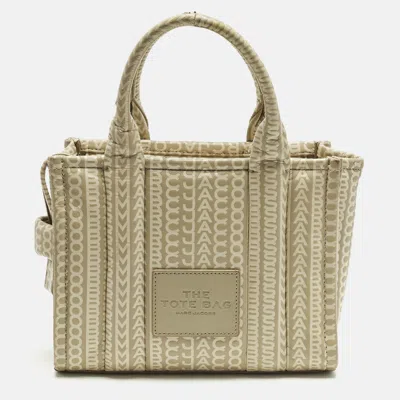Pre-owned Marc Jacobs The Tote Small Beige Embossed Leather Bag In Sand