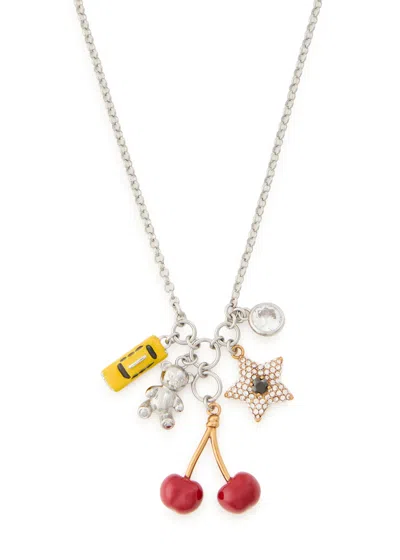 Marc Jacobs The Trinket Charm Cluster Plated Brass Necklace In Green