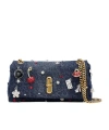 Marc Jacobs Minithe Trinket Charm Denim Dual-chain Crossbody Bag In Blue