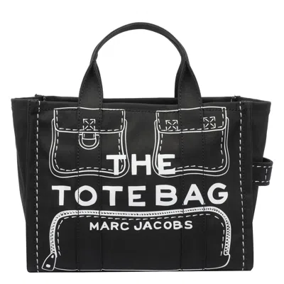 Marc Jacobs The Trompe Loeil Cargo Canvas Medium Tote Bag In Black