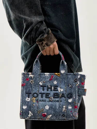 Marc Jacobs The Trompe Loeil Trinket Canvas Small Tote Bag Blue