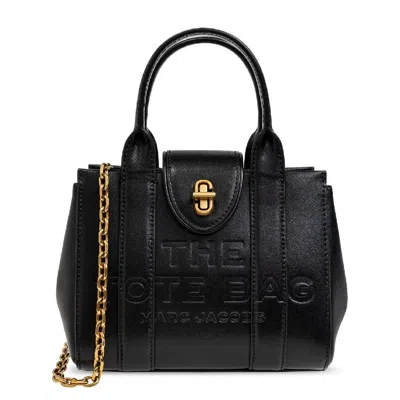 Marc Jacobs The Turnlock Mini Leather Crossbody Tote Bag In Black