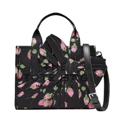 Pre-owned Marc Jacobs The Vintage Floral Oversized Bow Canvas Small Tote Bag 'black Mult' | Women's Size Onesi
