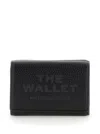 Marc Jacobs The Wallet Trifold Black Wallet With Engraved Logo On The Front In Hammered Leather Woman In Black