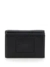 Marc Jacobs 'the Wallet Trifold' Black Wallet With Engraved Logo On The Front In Hammered Leather Woman In Black