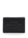 Marc Jacobs The Wallet Trifold Black Wallet With Engraved Logo On The Front In Hammered Leather Woman In Black