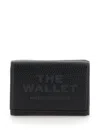 Marc Jacobs The Wallet Trifold Black Wallet With Engraved Logo On The Front In Hammered Leather Woman In Black