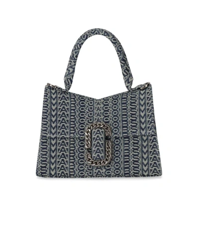 Marc Jacobs The Washed Monogram Denim St. Marc Handbag In Blau