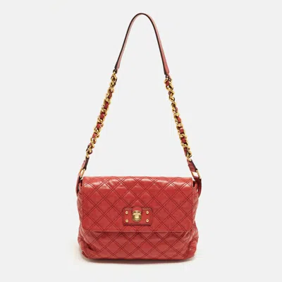 Pre-owned Marc Jacobs The Xl Red Quilted Leather Shoulder Bag
