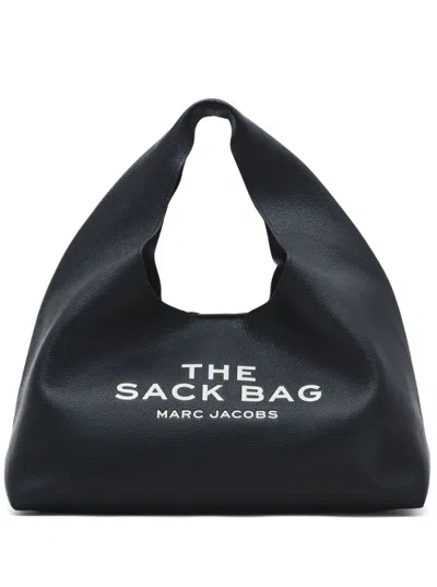 Marc Jacobs The Xl Sac Black Shoulder Bag With Contrasting Logo Lettering In Hammered Leather Woman