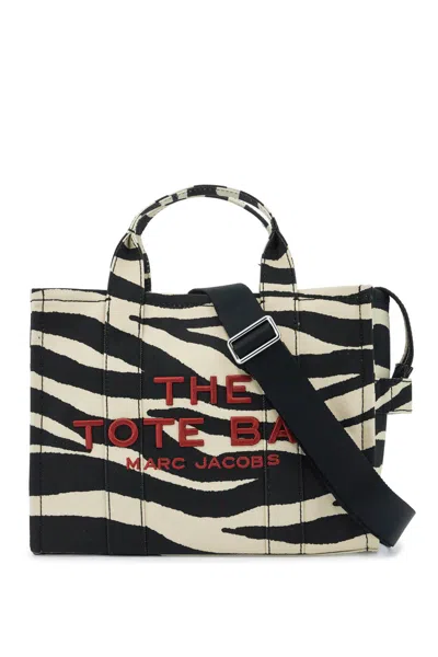 Marc Jacobs The Zebra Canvas Medium Tote Bag In Black/white