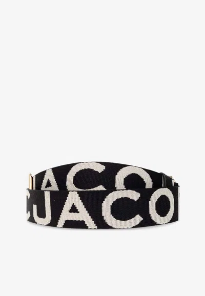 Marc Jacobs Thin Outline Logo Webbing Strap In Black