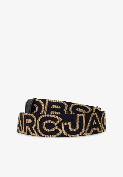 Marc Jacobs Thin Outline Logo Webbing Strap In Black