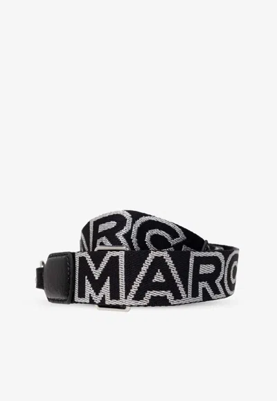 Marc Jacobs Thin Outline Logo Webbing Strap In Black