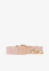 Marc Jacobs Thin Outline Logo Webbing Strap In Pink