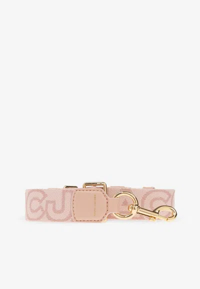 Marc Jacobs Thin Outline Logo Webbing Strap In Pink