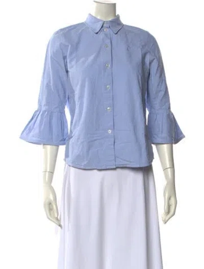 Pre-owned Marc Jacobs Three-quarter Sleeve Button-up Top In Blue