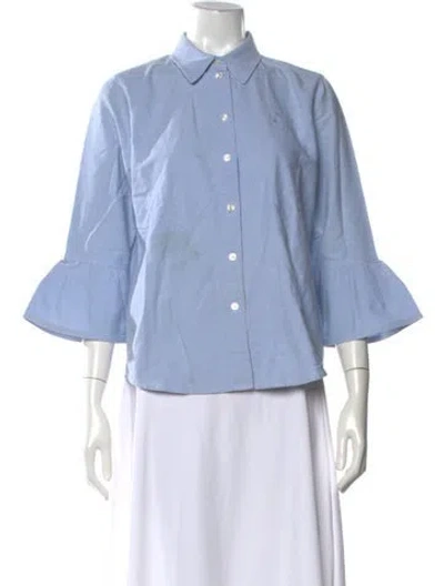 Pre-owned Marc Jacobs Three-quarter Sleeve Button-up Top In Blue