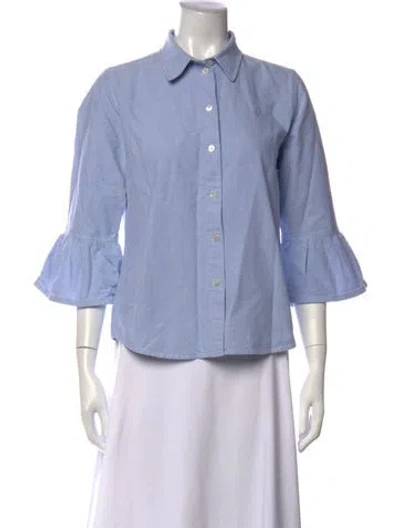 Pre-owned Marc Jacobs Three-quarter Sleeve Button-up Top In Blue
