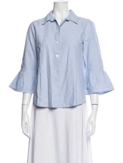 Pre-owned Marc Jacobs Three-quarter Sleeve Button-up Top In Blue