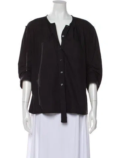 Pre-owned Marc Jacobs Three-quarter Sleeve Button-up Top In Gray