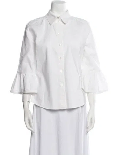 Pre-owned Marc Jacobs Three-quarter Sleeve Button-up Top In White