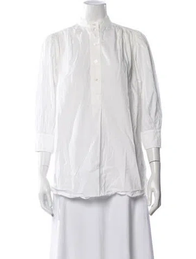 Pre-owned Marc Jacobs Three-quarter Sleeve Button-up Top In White