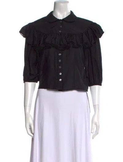 Pre-owned Marc Jacobs Three-quarter Sleeve Crop Top In Black