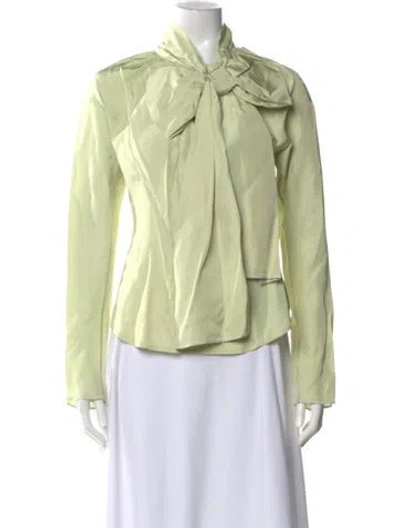 Pre-owned Marc Jacobs Tie Neck Long Sleeve Blouse In Green