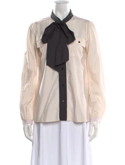 Pre-owned Marc Jacobs Tie Neck Long Sleeve Blouse In Neutral