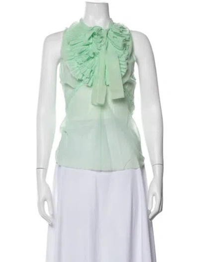 Pre-owned Marc Jacobs Tie Neck Sleeveless Blouse In Green
