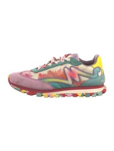 Pre-owned Marc Jacobs Tie-dye Print Embroidered Accent Chunky Sneakers In Green/pink