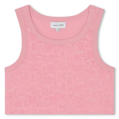 Marc Jacobs Kids' Logo-jacquard Crop Top In Rosa