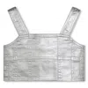 Marc Jacobs Metallic-finish Panelled Crop Top In Gray