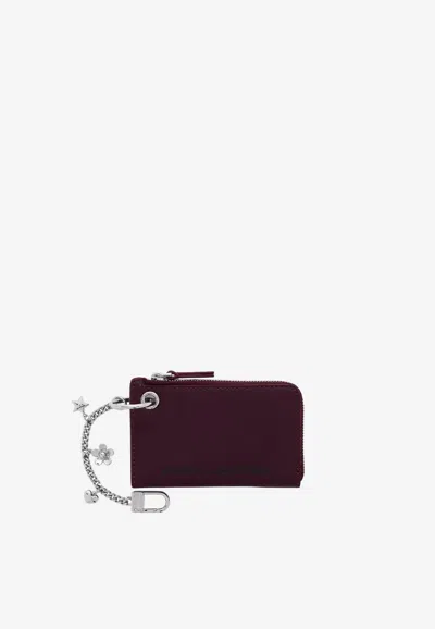 Marc Jacobs Top Zip Charm Wallet In Plum