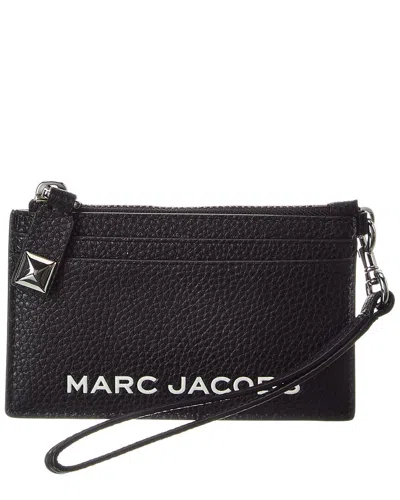 Marc Jacobs Top Zip Leather Wristlet In Black