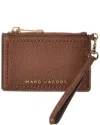 Marc Jacobs Top Zip Leather Wristlet In Brown