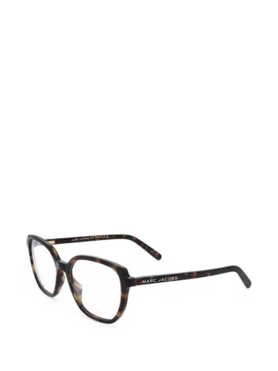 Marc Jacobs Tortoiseshell-effect Rectangle-frame Glasses In Brown